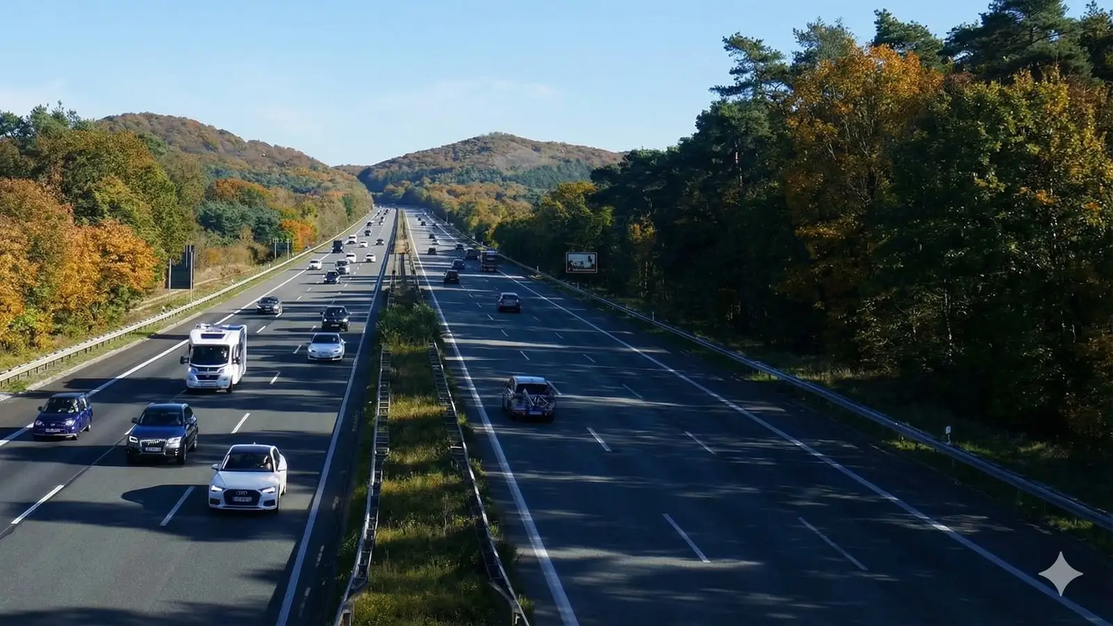 Eine Abstandsmessung auf der dicht befahrenen A2