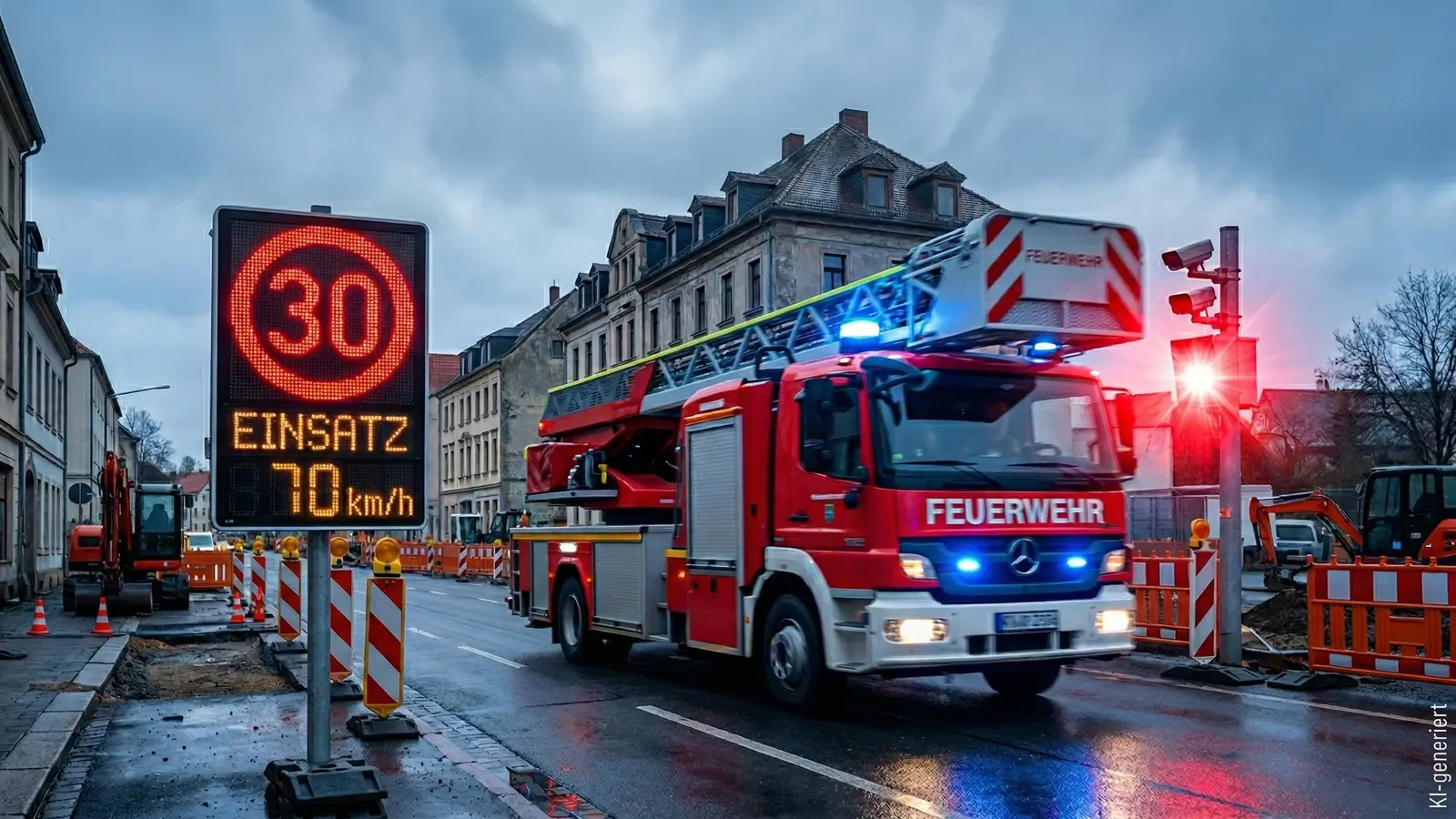Blaulicht-Blitzer in Taucha: Darf die Feuerwehr nur 20 km/h zu schnell fahren?